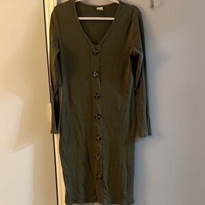 No Boundaries Olive Green Long Sleeve Dress